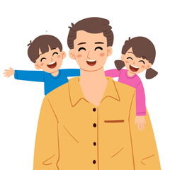 Fototapeta premium Father with her daughter and son