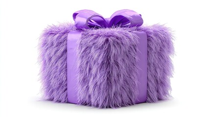 Discover a unique purple fluffy gift box with ribbon, perfect for adding a touch of whimsy and joy to your special occasions, celebrations, or heartfelt greetings today