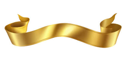 Golden ribbon gracefully flowing with elegant twists for decorative purposes at celebrations and awards.