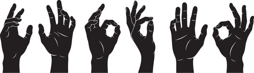 Set of hand gesture illustrations communication with fingers and palms vector design for demonstrating body language