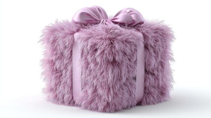 Give a unique gift with this eye-catching lavender present wrapped in soft faux fur and a satin bow perfect for birthdays, holidays, or just because, adding a touch of glamour