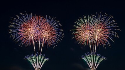 Spectacular Fireworks Display Illuminating the Night Sky with Vibrant Colors.