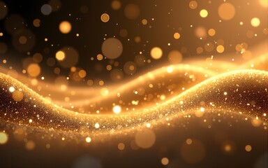 2026 Merry Christmas and Happy New Year Abstract Shiny Gold Glitter Wave Background. Bokeh and Confetti Design Element for Banner, Poster, Website Congratulations. High quality