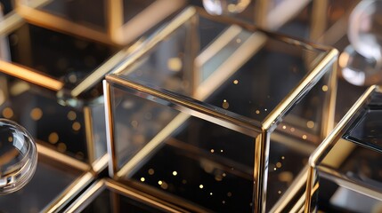 Stunning abstract background with golden cube shapes, perfect for modern technology or finance themes, conveying luxury and sophistication with its glossy, reflective surface
