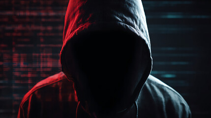 Anonymous internet hacker in front of computer ai genrative