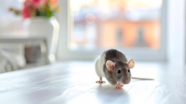 Rat on table indoor.