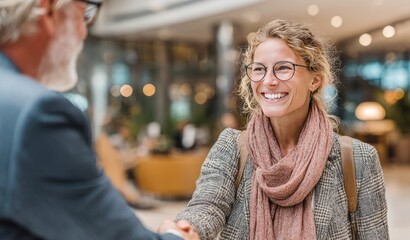 Professionals shaking hands at business meeting