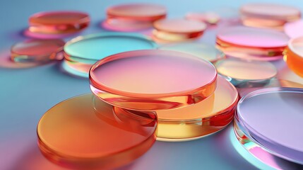 Experience the vibrant allure of translucent shapes, perfect for adding a modern, sleek touch to backgrounds, digital designs, and artistic compositions with a captivating aesthetic