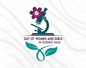 day of women and girls in science and abstract floral background