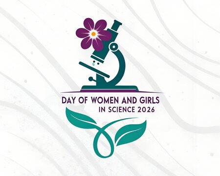 day of women and girls in science and abstract floral background