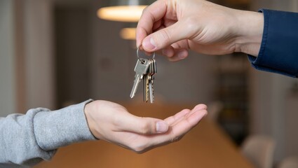 Handing Over Keys - New Home or Car Ownership Concept