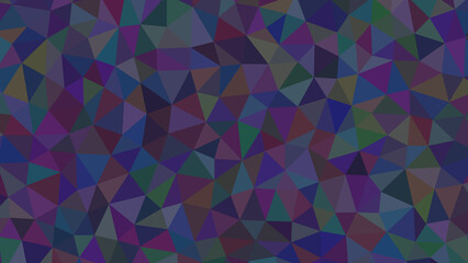 Geometric mosaic of triangles in shades of purple, blue, green, and red creating a visually complex and textured abstract background