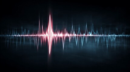 Red and Blue Sound Waveform with Reflection on Dark Photo Background stock signal