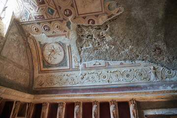 View of the ruins of the Roman city of Pompeii in Italy