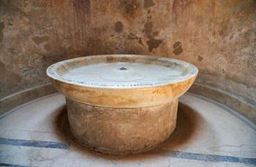View of the ruins of the Roman city of Pompeii in Italy