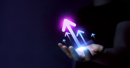 Business growth graph of business. Successful business, growth strategy and achieving goals with the rising arrow. Business strategy development and growing growth plan.