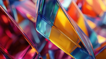 Stunning abstract background featuring vibrant geometric shapes with light reflections, creating a modern and dynamic visual perfect for technology and design projects
