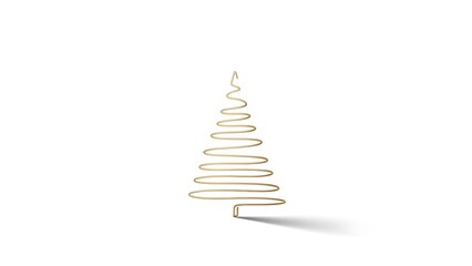 Fototapeta premium Minimalist christmas tree outline illuminated by warm golden lights against a clean white background