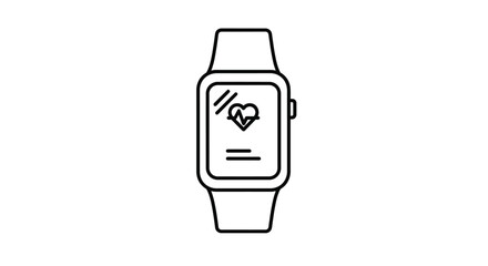 Smartwatch icon with heart rate monitor for fitness technology