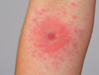Close-up of Skin Rash and Bruising on Leg