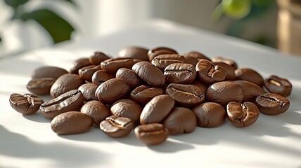 Fresh Roasted Coffee Beans Pile for Cafe Menu Beverage Advertisement Food Packaging Coffee Branding Design