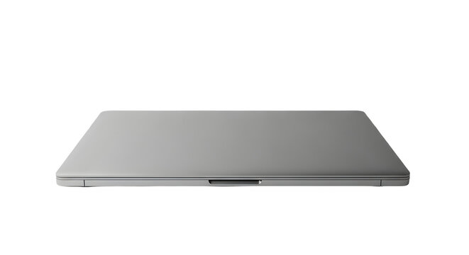 Closed silver laptop on a solid black background