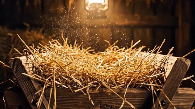 Empty Manger Nativity Scene Christmas Religious Symbolism