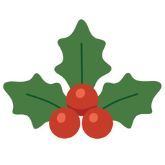 Holiday Holly: A festive illustration of holly, a symbol of the holiday season, with vibrant green leaves and bright red berries.