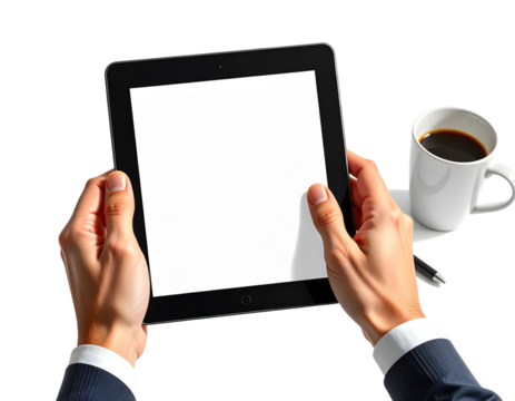 Professional Device Mockup Hands with Sleek Black Tablet