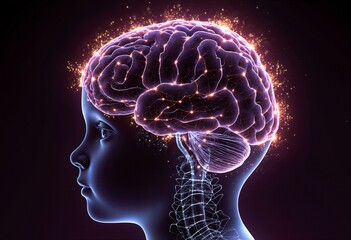 Obraz premium Illustration of a child's mind with neural light connections