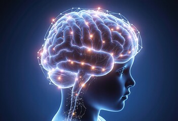 Obraz premium Illustration of a child's mind with neural light connections