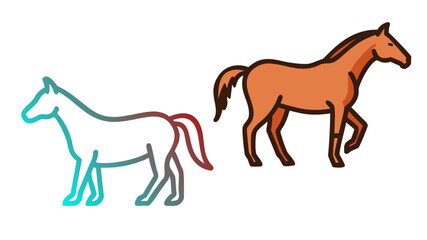 Obraz premium horse vector illustration ;vector illustration of two horses walking in line Ideal for themes of companionship 
