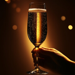 Celebrate with elegant champagne toast held in hand for special occasions and festive moments