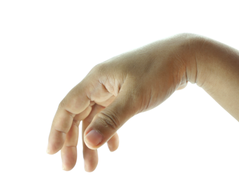 Close-up of empty female hand holding gesture isolated on white background. - Powered by Adobe