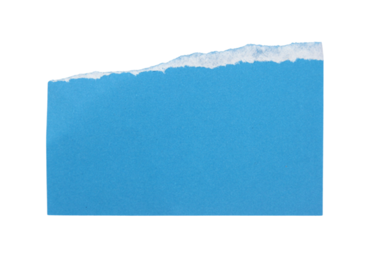 Pieces of torn or cut blue paper, design elements isolated on white background.