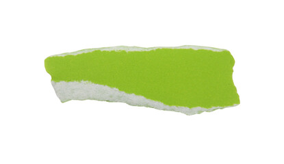 Pieces of torn or cut green paper, design elements isolated on white background.