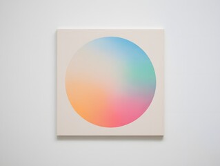 Abstract color circle painting on canvas with pastel color palette and soft gradients