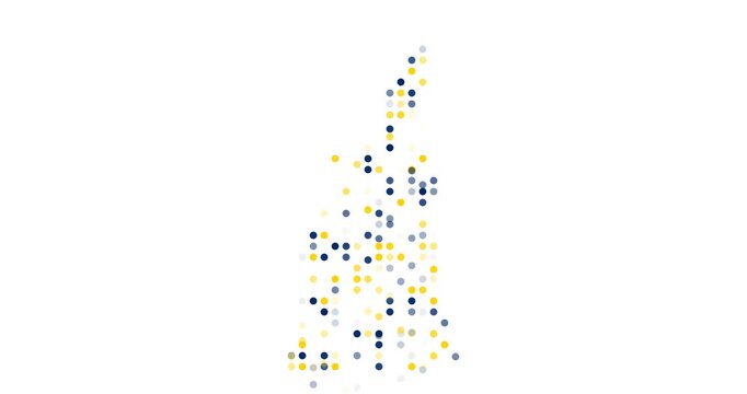 Digital Dots and Circles Falling to Form New Hampshire Geographic Shape