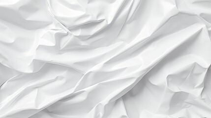 Fototapeta premium A close-up view of crumpled white fabric, showcasing its texture and folds in a minimalist style.