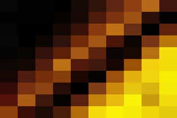 Abstract pixel gradient from deep brown and black to vibrant yellow, creating a digital mosaic effect with warm color transitions and energy