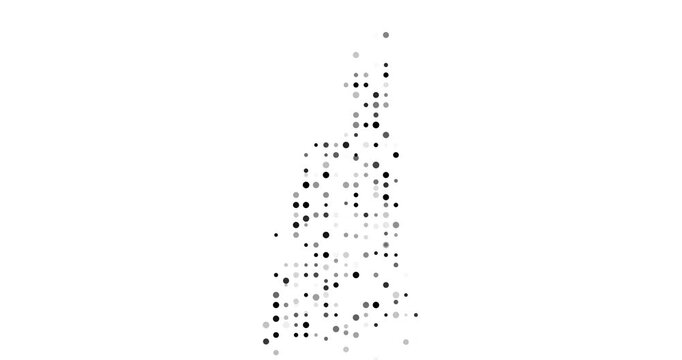 Dynamic Global Particle Field Forming New Hampshire Map from Falling Orbs