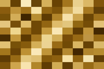 Abstract geometric pattern of variegated brown and gold squares, forming a pixelated, modern mosaic texture background design, ideal for digital art.