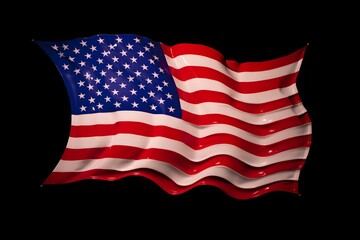 American flag waving against black background in a patriotic display image design