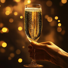 Celebrate the new year with sparkling champagne held gently in hand for a magical event vibe
