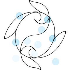 Simple Ocean Graphic with Bubbles