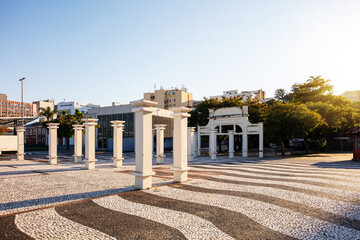 Obraz premium Square in the city center of Florianópolis with old bus, Santa Catarina, Brazil