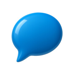 Glossy blue 3D speech bubble icon isolated on transparent background
