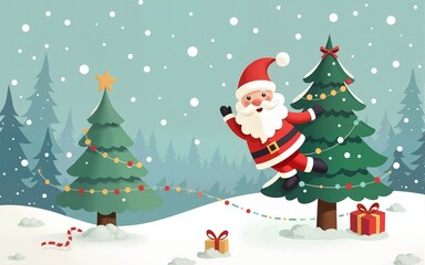 Cute christmas element with winter tree,santa claus tree.vector illustration for kid card invitation and new year design. High quality