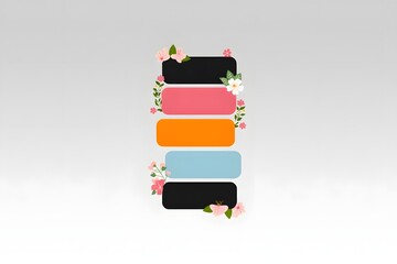 Colorful floral infographic presentation with rounded rectangles and floral decorations