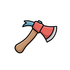 Axe Cartoon Illustration Lumberjack Tool Icon Wood Chopping Equipment